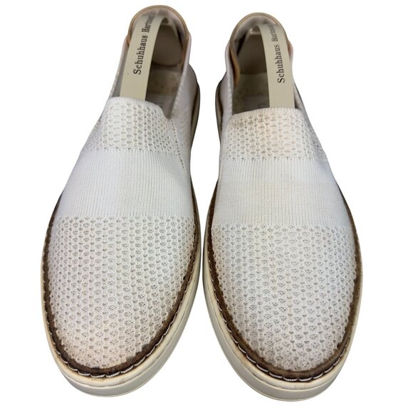UGG Sammy Knit Slip-On Sneakers Womens Size 7 White Leather Flats - Picture 1 of 11